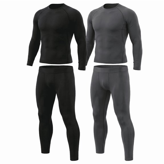 2 Set Thermal Underwear for Men Long Johns with Fleece Lined Base Layer Men Cold Weather Top Bottom