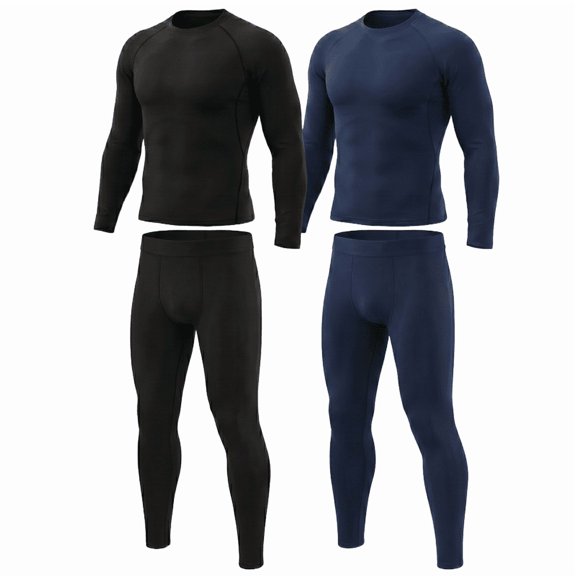 2 Set Thermal Underwear for Men Long Johns with Fleece Lined Base Layer Men Cold Weather Top Bottom