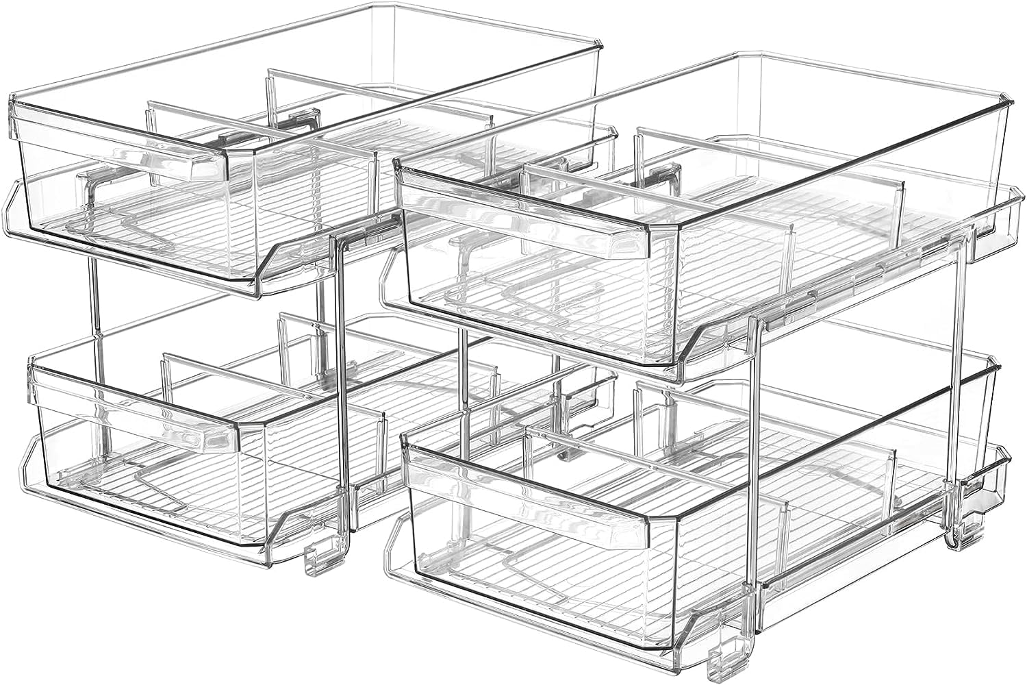 2 Set, 2 Tier Clear Organizer with Dividers for / Counter