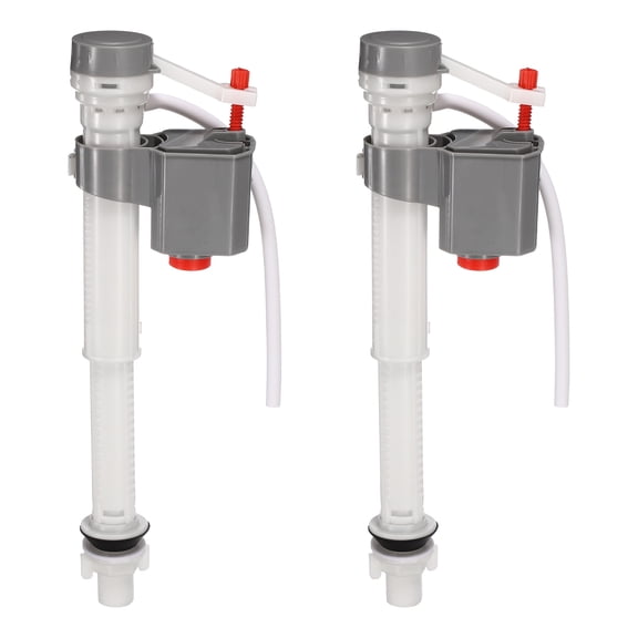 2 Set Toilet Fill Valve Replacement Kit, Universal Quiet and Fast Stop Toilet Leaks Repair Kit, Height Adjustable Fill Valve Hardware for Tank and Bowl Water Control, Light Gray