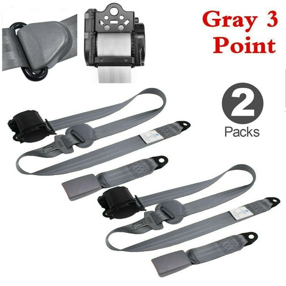 2 Set Universal 3 Point Retractable Auto Car Seat Belt Lap Shoulder Adjustable, 11.8 Ft Safety Seat Belt Universal