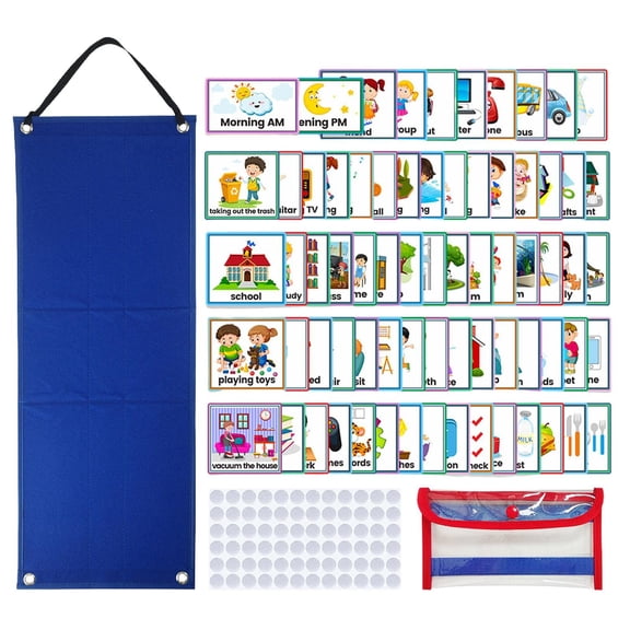 2 Set Visual Schedule Card,Children Planner Chart Week Schedule Card,Kids Daily Routine Cards Home Chore Chart With 70 Cards Learning Materials Kids Visual Behavioral Tool Wall Planner For Home School