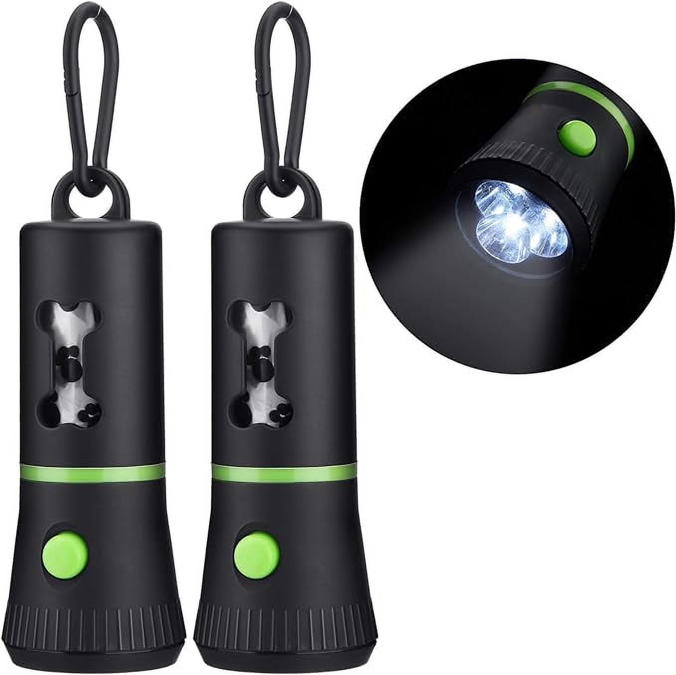 2 Set Waste Bags Holder Dispenser Include 2 Pieces LED Flashlight Waste