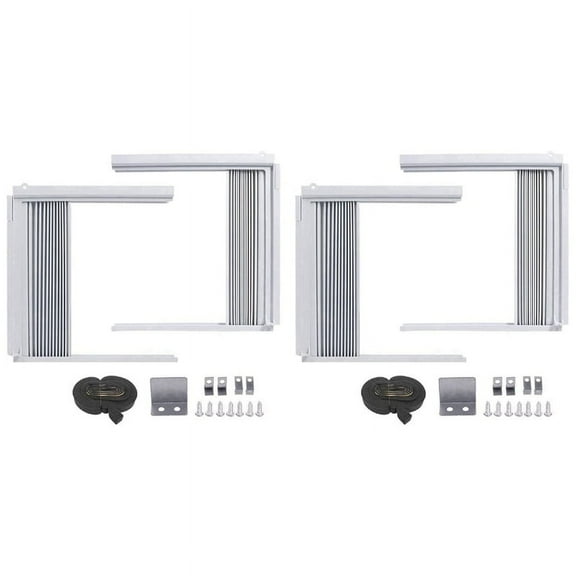 2X Window Air Conditioner Side Panels with Frame, Room AC Accordion Filler Curtain Kit Replacement Adjustable with Frame