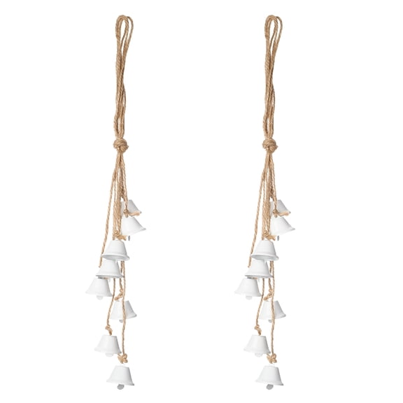 2 Set Witch Bells for Door Knob, 19inch Hanging Witches-Bells String Wind Chimes Vintage Metal Retro Sound for Door for Protection Crafts Christmas Tree Decorative Wall, White