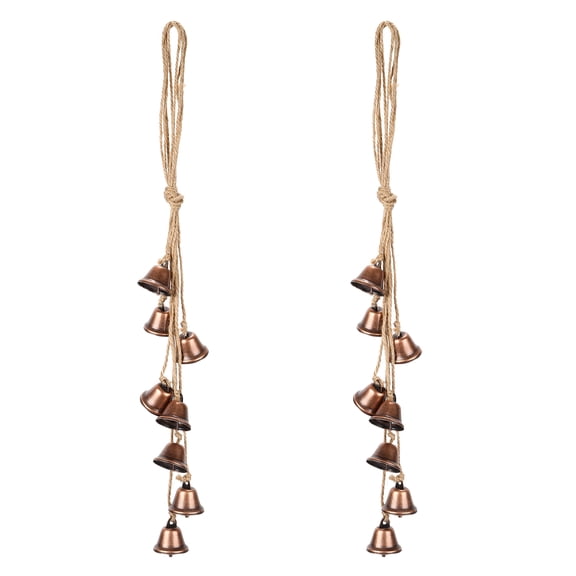 2 Set Witch Bells for Door Knob, 19inch Hanging Witches-Bells String Wind Chimes Vintage Metal Retro Sound for Door for Protection Crafts Christmas Tree Decorative Wall, Red Bronze