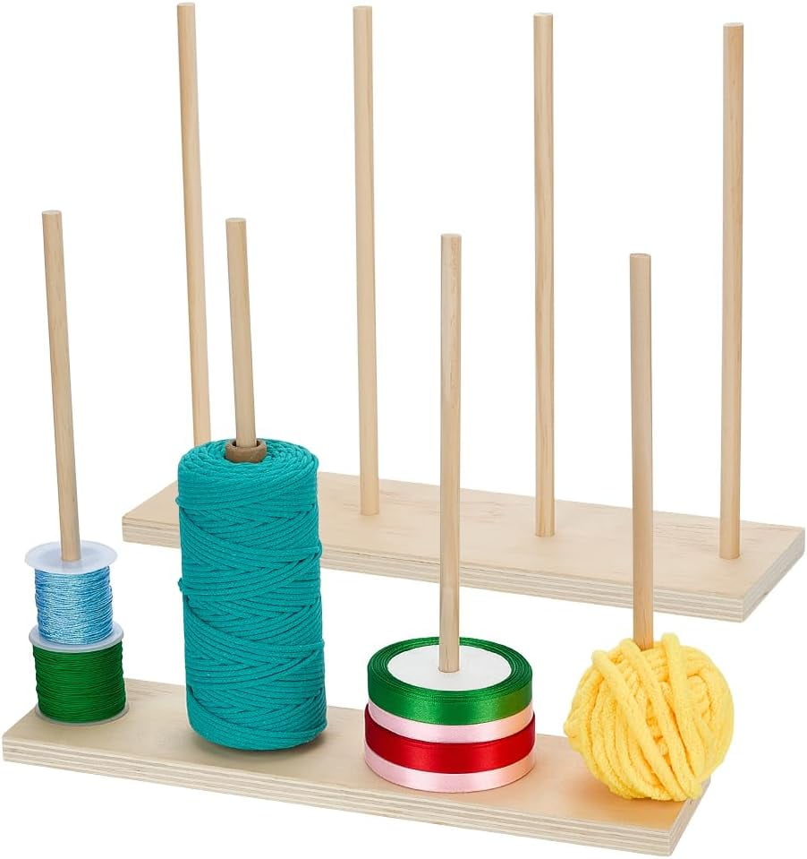 2 Set Wooden Ribbon Storage Rack Thread Spool Holder Organizer ...