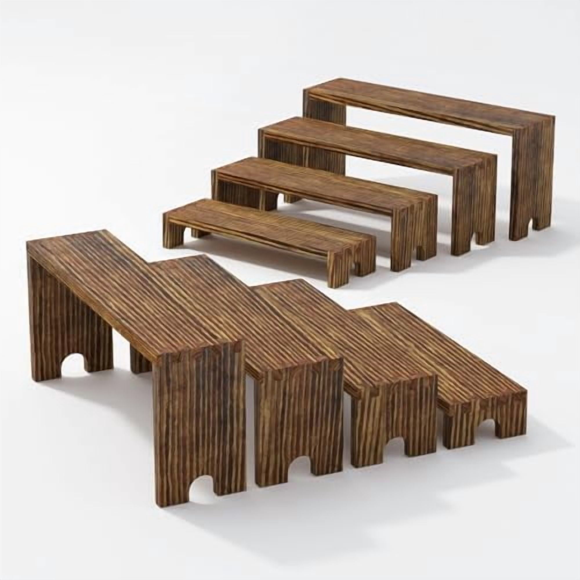 2 Set Wooden Riser Display Stands,4 Tier Stackable Cupcake Stand,Wood ...