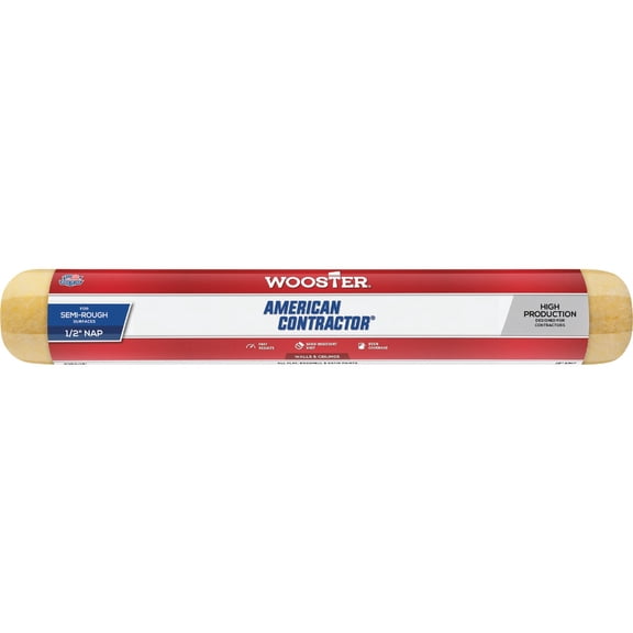 2 Set- Wooster Brush R363 18 inch American Contractor 1/2 inch Nap Paint Roller - Pack of 6