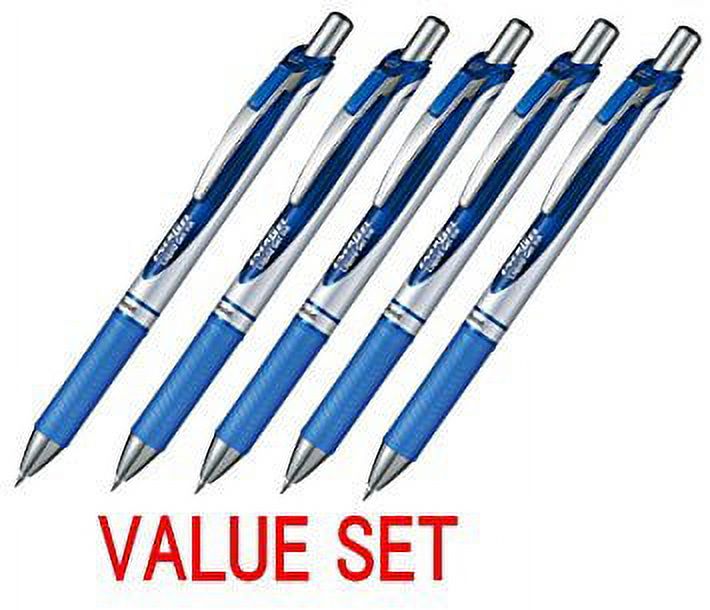 2 Set X Pentel EnerGel Deluxe RTX Retractable Liquid Gel Pen - 0.7mm - Fine Line - Metal Tip - Blue Ink - Total 10 Pens Set