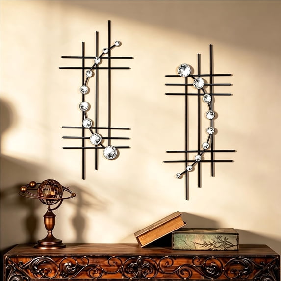 2 Set arc black 16.5 inch Wall Sculpture Abstract Home Decor
