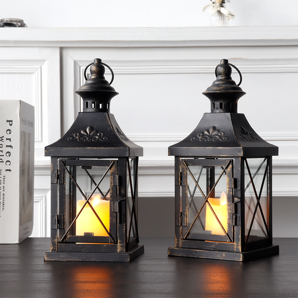 Better Homes & Gardens Metal Candle Holder Lantern, Black, Large