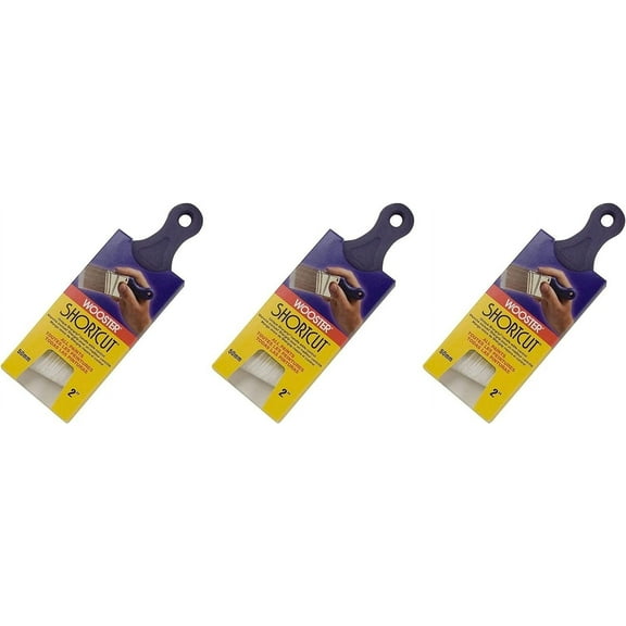 Wooster Shortcut Angle Sash Paintbrush - Angled Sash, Polyester Bristles - 2 Sets of 3, 2"