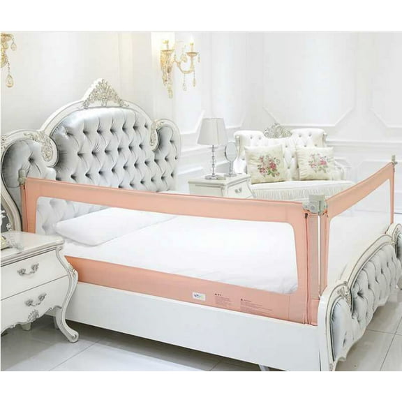 2 Set of Queen Size Bed Safety Bed GuardRail Bed Fence for Children, Toddlers, Infants-Pink Color