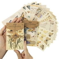 2 Set of Retro Ephemera Pack Kraft Paper, Vintage Paper for Decoupage, Scrapbooking and Gift Sending, 120 Pcs (Floral and Butterfly)