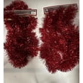 thumbnail image 1 of 2 Set of Shiny Red 9'  Foil Tinsel Christmas Valentine Weddings Garland Hanging Wall  Door Window Decor, 1 of 3