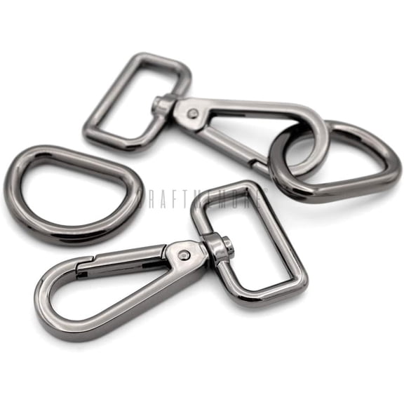 2 Sets 1.5" Swivel Push Gate Snap Hooks Lobster Claw Clasp with 1 inch D-Rings Purse Making Accessories SC21D (Gunmetal, 1-1/2 inch)