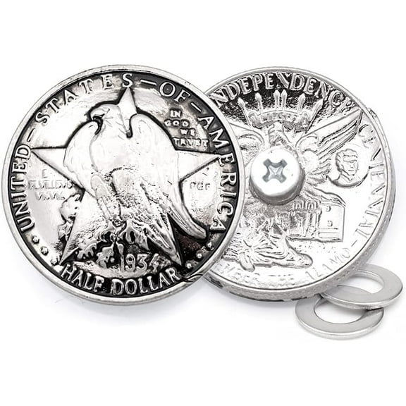 2 Sets 1 Inch Eagle Dollar Coin Concho Snap Fasteners Ring-Socket Snaps Button Wallet Decorative Closure DIY Leather Craft (CHS14X, Antique Silver)