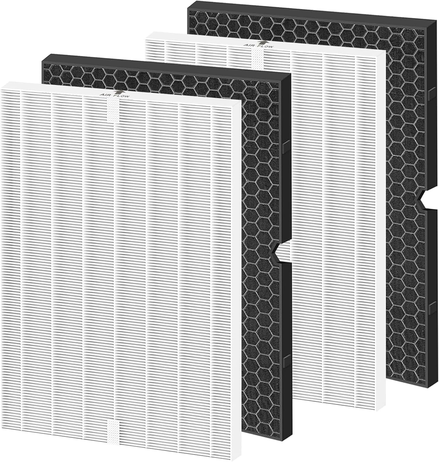 2 Sets 116130 Replacement Filter H for Winix 5500-2 AM80 Plasmawave Air Purifier, 2 True HEPA Filter and 2 Activated Carbon Filter Combo Pack, Replacement Part 116130