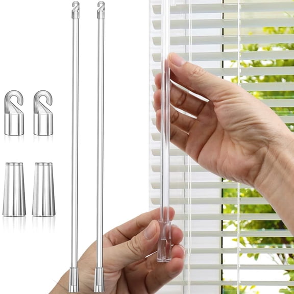 2 Sets 12 Inches Blind Wand Replacement with Hook, Window Blind Tilt Wand with Hook and Grip, Clear Blind Wand, Plastic Blind Wand Replacement