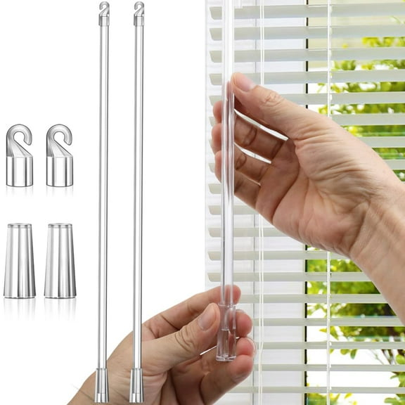 2 Sets 12 Inches Blind Wand Replacement with Hook, Window Blind Tilt Wand with Hook and Grip, Clear Blind Wand, Plastic Blind Wand Replacement