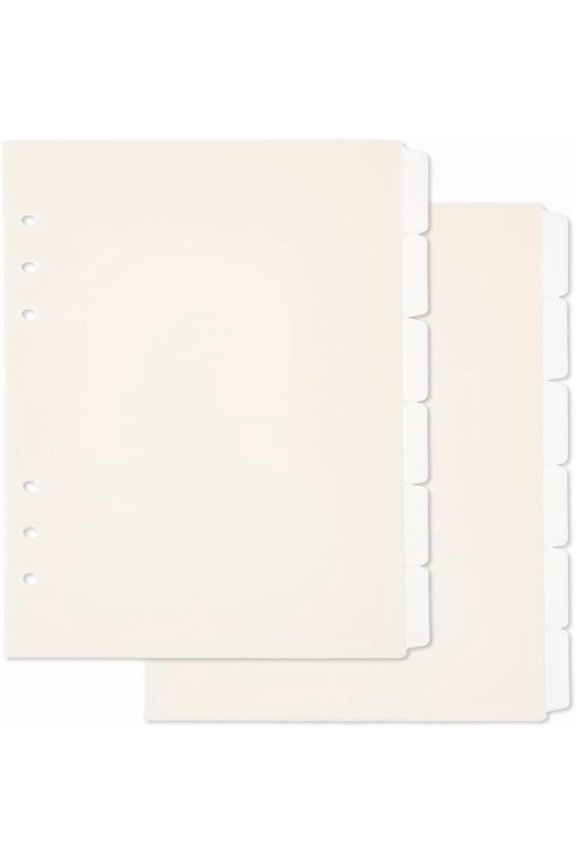 2 Sets 12 Sheets A5 Index Binder Dividers Beige Plastic Binder Dividers with 6 Tabs A5 Tab Pages 6 Holes Ring Index Page for Planner Notebook Journal 21x15.7cm Antique Bronze DIY