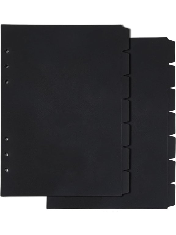 2 Sets 14 Sheets A5 Index Binder Dividers Black Plastic Binder Dividers 6 Ring Binder Dividers Binder Dividers Pages with 7-Tabs 6 Holes Ring Index Page for Planner Notebook Journal