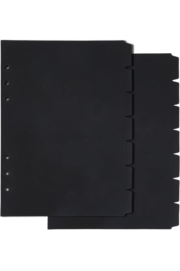 2 Sets 14 Sheets A5 Index Binder Dividers Black Plastic Binder Dividers 6 Ring Binder Dividers Binder Dividers Pages with 7-Tabs 6 Holes Ring Index Page for Planner Notebook Journal