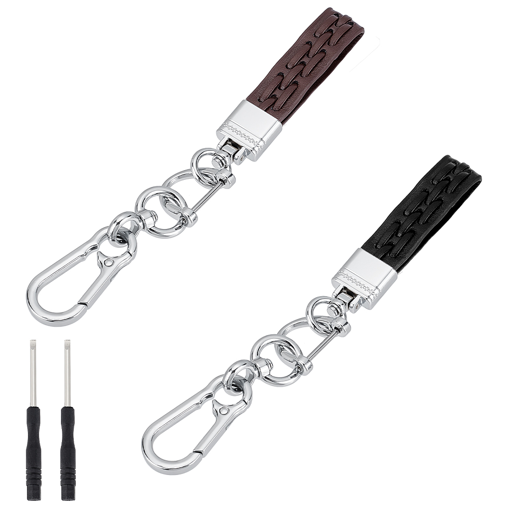 2 Sets 2 Colors Cowhide Leather Keychains with Alloy Finding ...