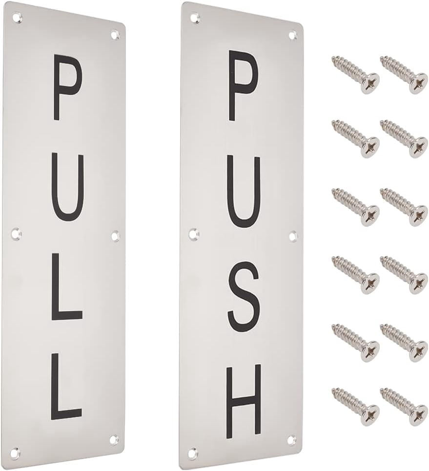 2 Sets 2 Style 201 Stainless Steel Door Signs Pull/Push Sign Metal ...