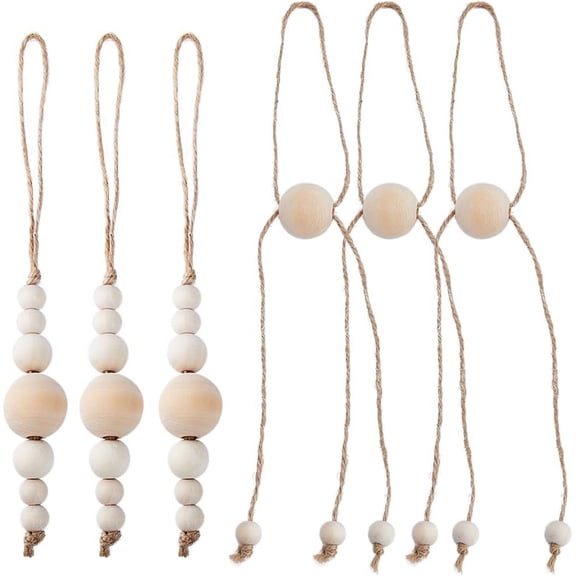 2 Sets 2 Style Hemp Rope Napkin Rings with Wood Beads Napkin Holder Ornament Restaurant Dinner Table Accessories BurlyWood 165~170mm diy