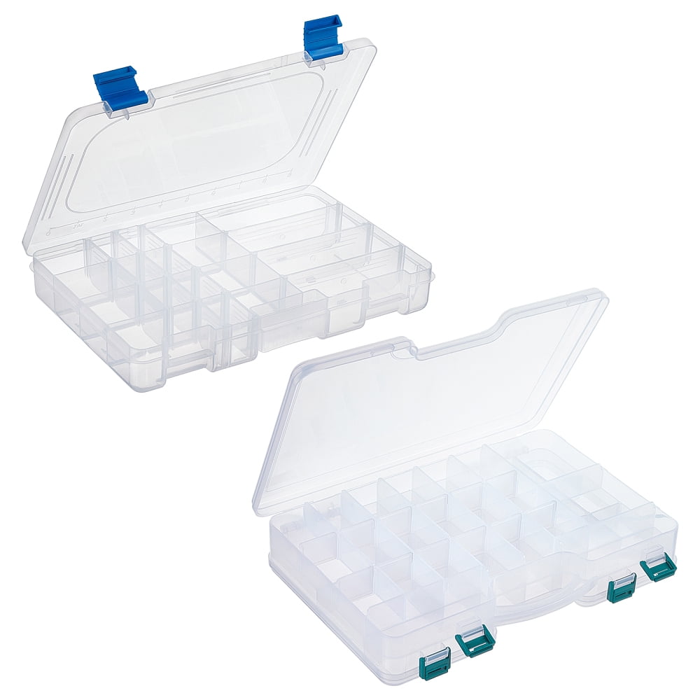 2 Sets 2 Style Removable Rectangle PP Plastic Fishing Tackle Boxes Outdoor Fishing Accessories Clear 1 set/style
