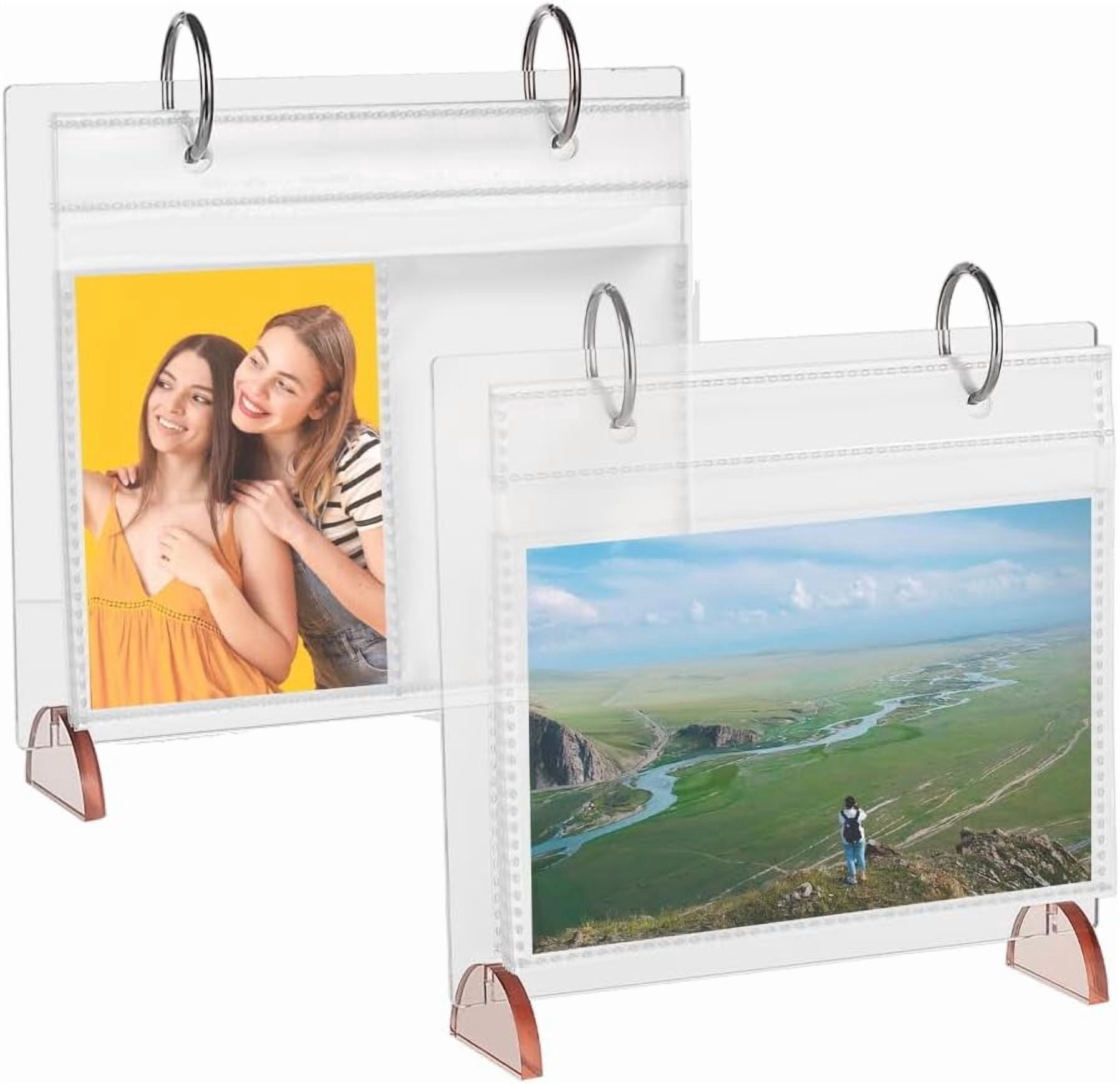 Mini Photo Stand 2 Sets 2 Styles Acrylic Photos Album 6.69x5.91x1.77Inch Desktop Mini ...