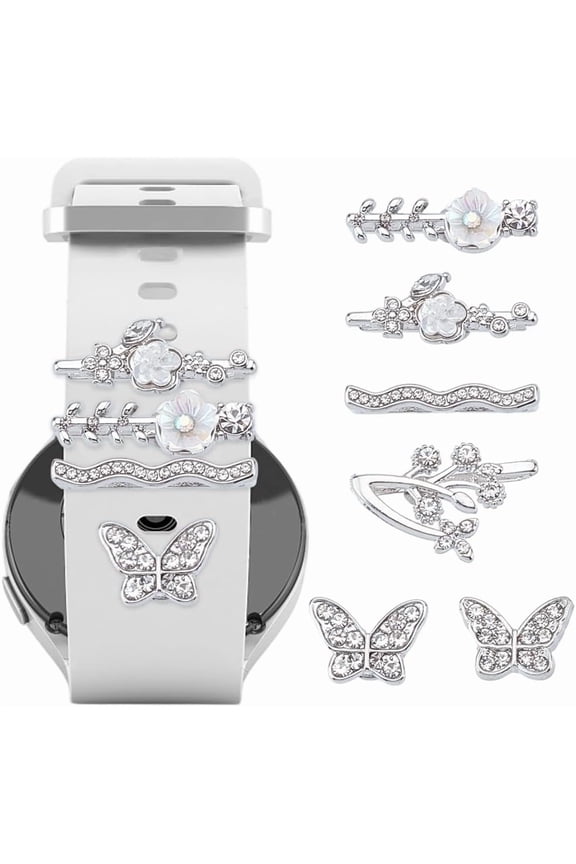 2 Sets 2 Styles Alloy Rhinestone Watch Band Charms for Watch Loops Accesssories Mixed Shapes Platinum 24x9x8mm for DIY