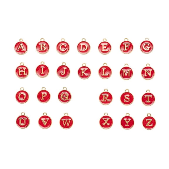 2 Sets 2 Styles Golden Plated Alloy Enamel Charms Enamelled Sequins Flat Round Red 1set/style diy