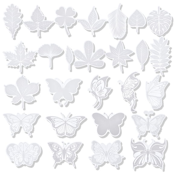 2 Sets 2 Styles Waterproof PVC Electrostatic Window Stickers Butterfly Leaf Mixed Patterns 29.5~29.8x21x0.05cm 1 set/style DIY
