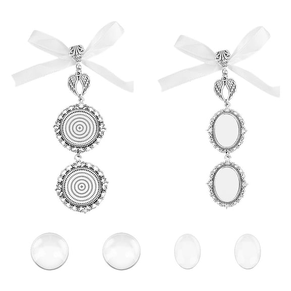 2 Sets 2 Styles Wedding Bouquet Photo Charm Memory Charm Pendant Bezels Cabochon Blanks Settings Bouquet Memorial Bridal Charm Wedding Gift