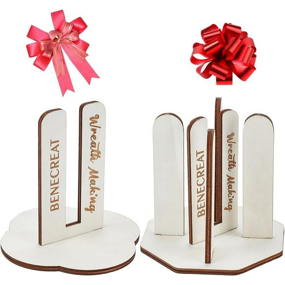 2 Sets 2 Styles White Wooden Wreath Maker Tool Wood Making Tool Craft DIY Wreath Supplies for Creating Holiday Wreaths Party Decorations Hair Bows Various Crafts for diy