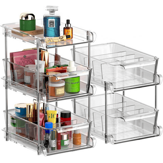 WAKISA Clear Bathroom Organizers 3 Tier, Pull Out Organizer and