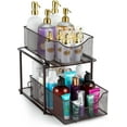 thumbnail image 1 of 2 Sets of 2 Tier Metal Under Sink Organizer for Bathroom, Kitchen, Strong Steel Mesh Sliding Drawers for Under Sink, Under Cabinet, Closet, Kitchen, Pantry, Bathroom Organizers and Storage, 1 of 6
