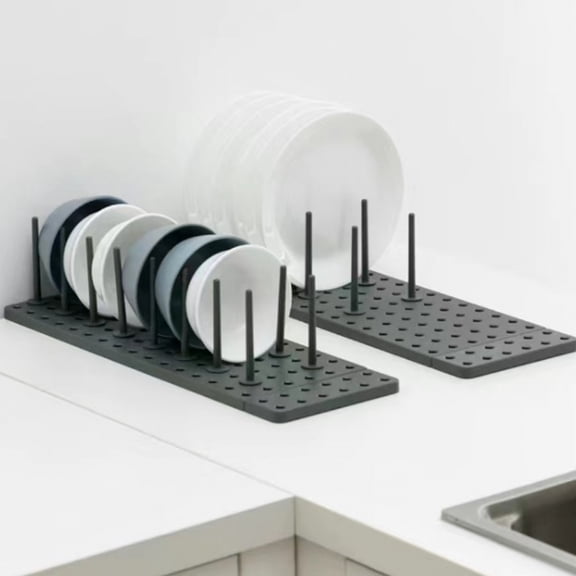 2 Sets 26Pcs Expandable Drawer Dish Rack, 54×15cm Adjustable Kitchen Cabinet Tableware Drainer with Removable Liner for Easy Cleaning