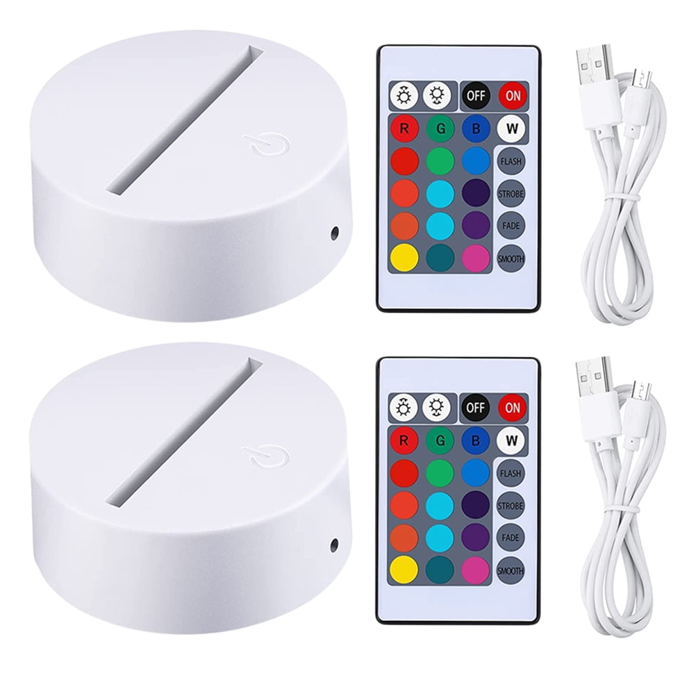 2 Sets 3D Night Light Display Base 7 Color Changing LED Light Display