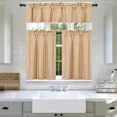 thumbnail image 1 of 2 Sets 3PC GOLD Faux Silk Kitchen Blackout Curtain Set Includes Valance (60"x14") & Two Tiers (30"x24") Elegant Light-Blocking Solid GHL4, 1 of 1