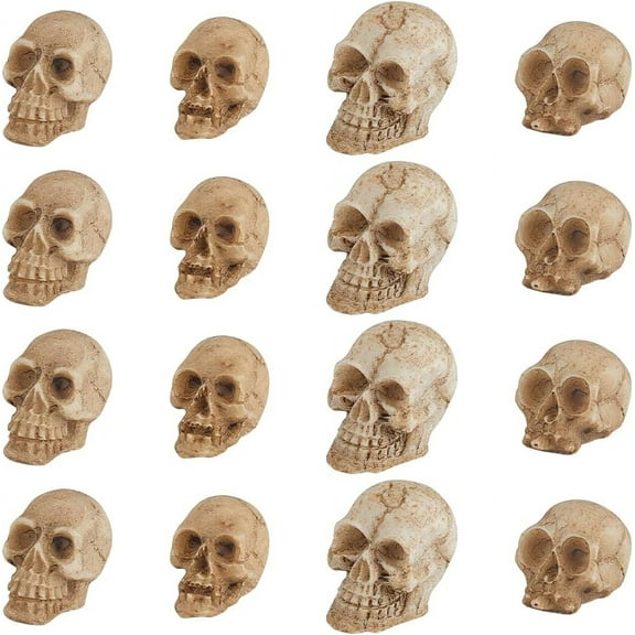 2 Sets 40Pcs Mini Skull Figurines Resin Terrifying Halloween Skeleton Head Statue Ornament Miniature Small Skulls Table Decor Micro Landscape Figure for Halloween Bar Home Decoration DIY