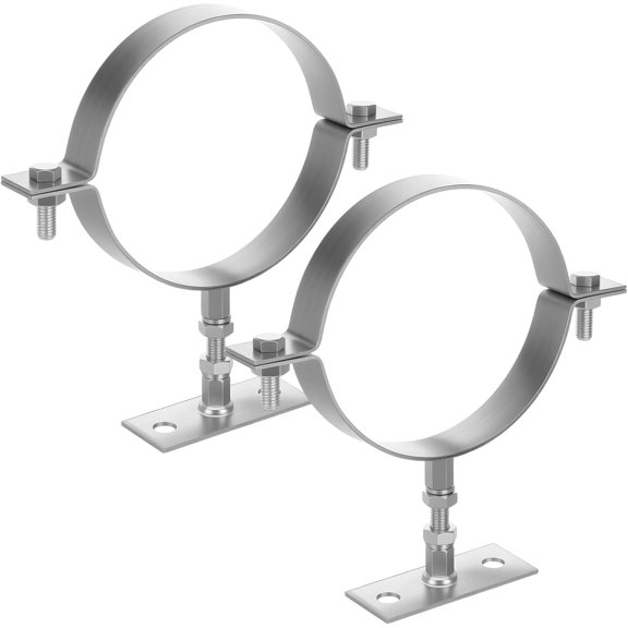 2 Sets 6 Inch Adjustable Pipe Bracket, Heavy Duty Galvanized Steel Split Ring Pipe Hanger, Round Gas Vent Pipes Strap Bracket Clamp, With Mounting Screws Wall Support Chimney Pipes Holder