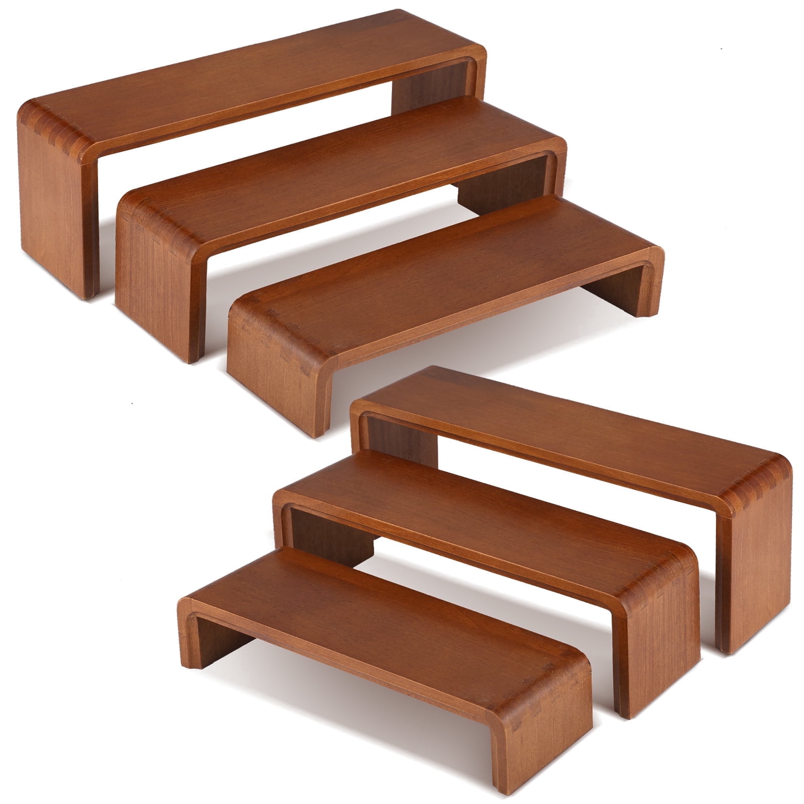 2 Sets, 6 Pcs Total, Wood Risers Display Stand, Cupcake Dessert Cake ...