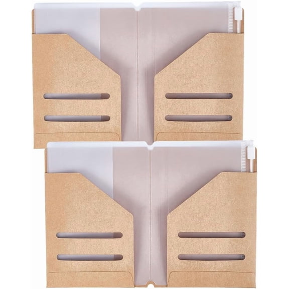2 Sets 8.3x9 Travelers Notebook Accessories Kit Portable Kraft Paper Passport Holder Card Sleeve Transparent Pouch PVC File Folder Nylon Elastic Strap Organizer for TN Storage Accessory diy