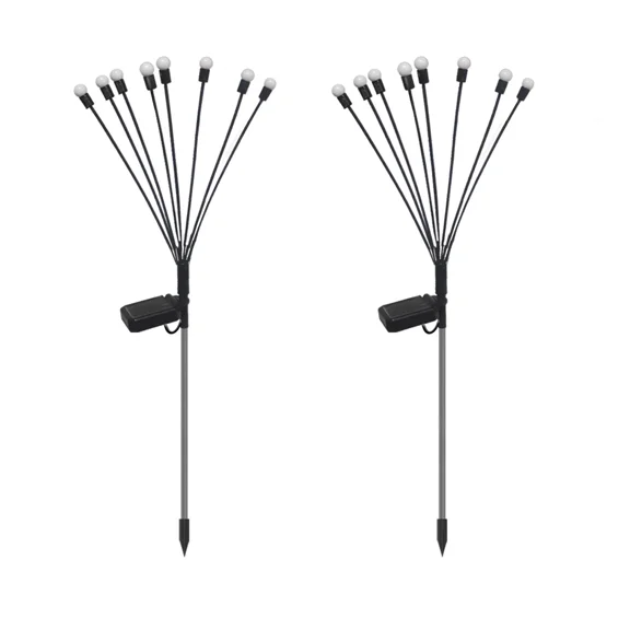 2 Sets 8 Led Garden Solar Light Firefly Swaying Lamp Yard Pathway Outdoor Decor