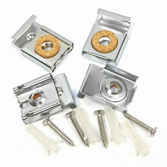 2 Sets (8 Pieces) Spring Loaded Mirror Hanger Clips Set Unframed Mirror Mount Clips with Screws and Rawl Plugs