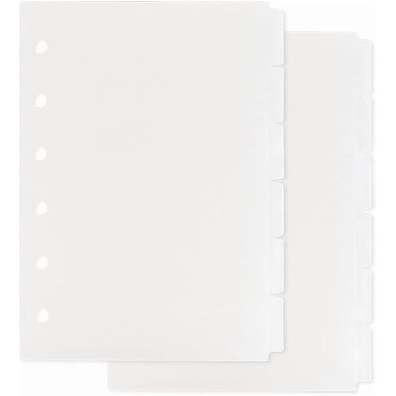 2 Sets A7 6-Tab Binder Dividers Frosted Translucent Plastic Index Dividers Loose Leaf Planner Inserts Sheet Protectors for A7 6-Ring Binders